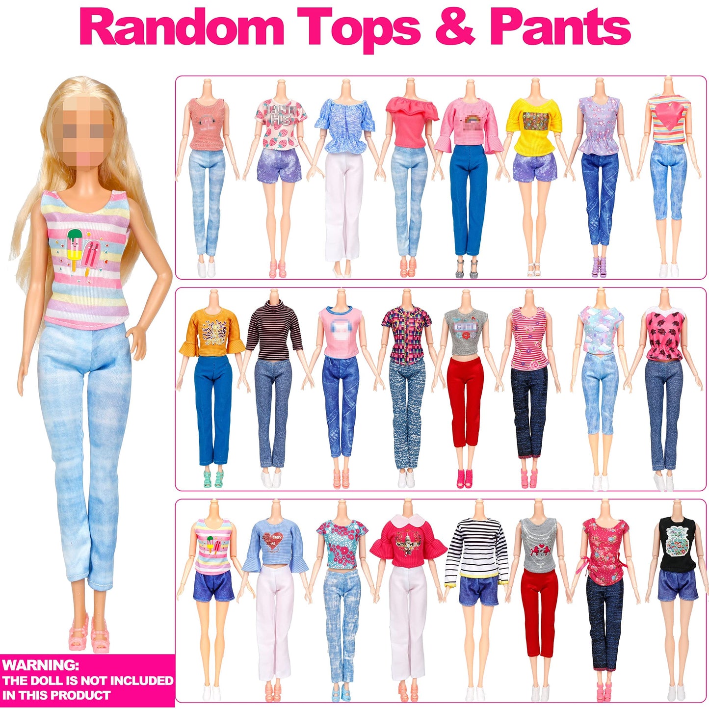 50 Pcs Doll Clothes And Accessories, 5 Wedding Gowns 5 Fashion Dresses 4 Slip Dresses 3 Tops 3 Pants 3 Bikini Swimsuits 20 Shoes