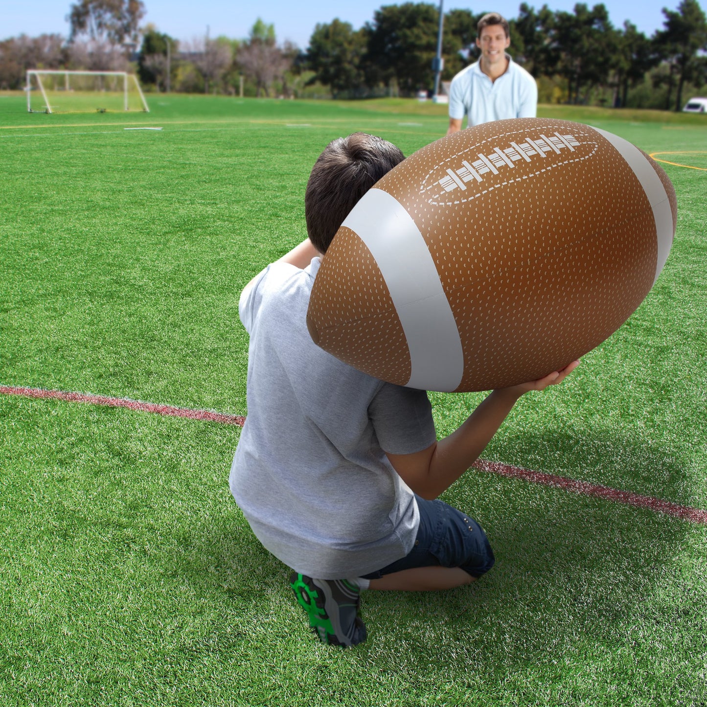 GoFloats 4 ft Giant Inflatable Football - Made From enhanced Raft Grade Vinyl Kids