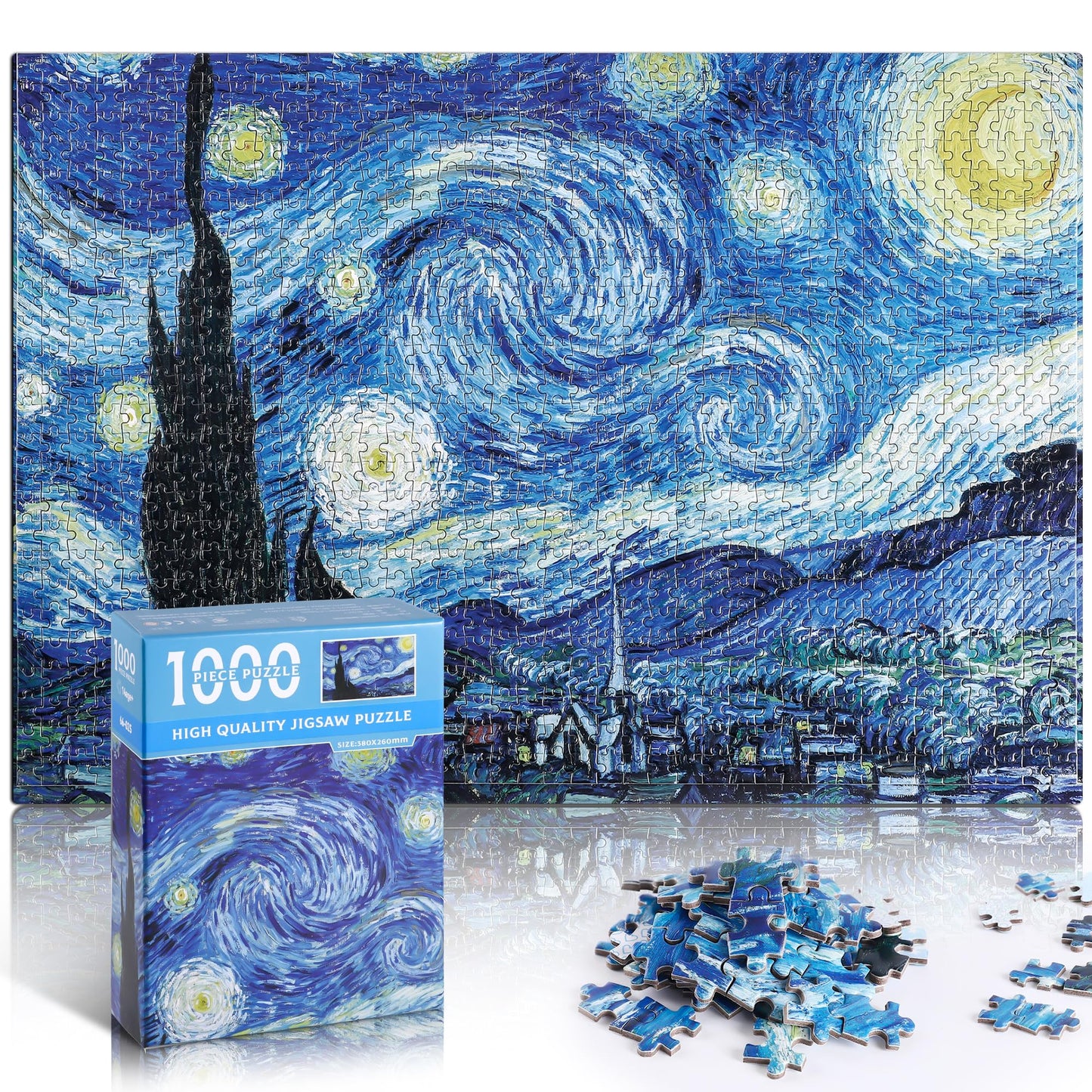 Starry Night Puzzle 1000 Pieces Van Gogh Mini Puzzle For Adults Artwork Jigsaw Puzzle Family Game (Starry Night)