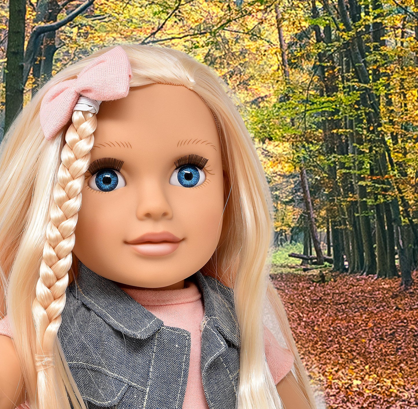Gift Boutique 18 Inch Girl Doll, Fashion Doll With Fine Blonde Long Hair For Styling, Blue Eyes, Leather Boots, Denim Jacket Hair Bow Handbag, Doll Clothes And Accessories Princess Doll For Kids