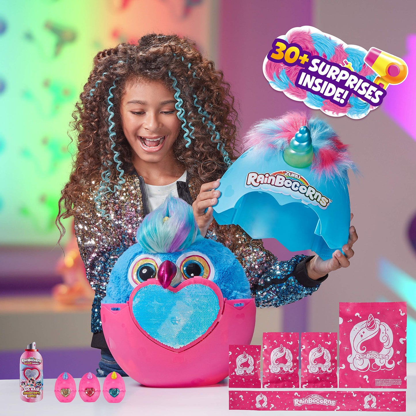 Rainbocorns Big Hair Surprise (Kitten) By Zuru Cuddle Plush Stuffed Animal, 30+ Surprises, Collectible Baby Booboocorns, Hair Accessories, Charm Bracelets, Stickers, Ages 3+ (Kitten)