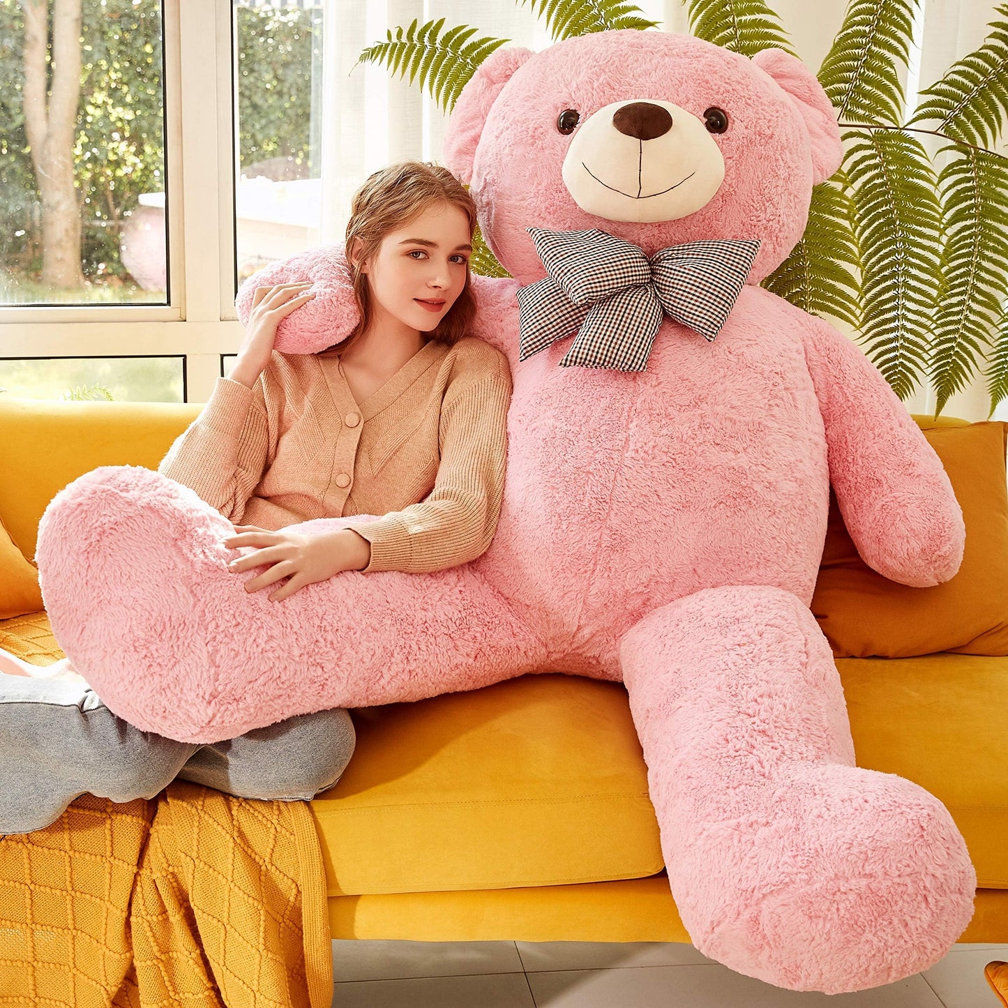 Ikasa Giant Teddy Bear Plush Toy Stuffed Animals (Pink, 59 Inches)