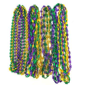 YSPPF 102 pcs Mardi Gras Bead Necklaces Bulk Gold Purple Green Carnival Parade Decorations