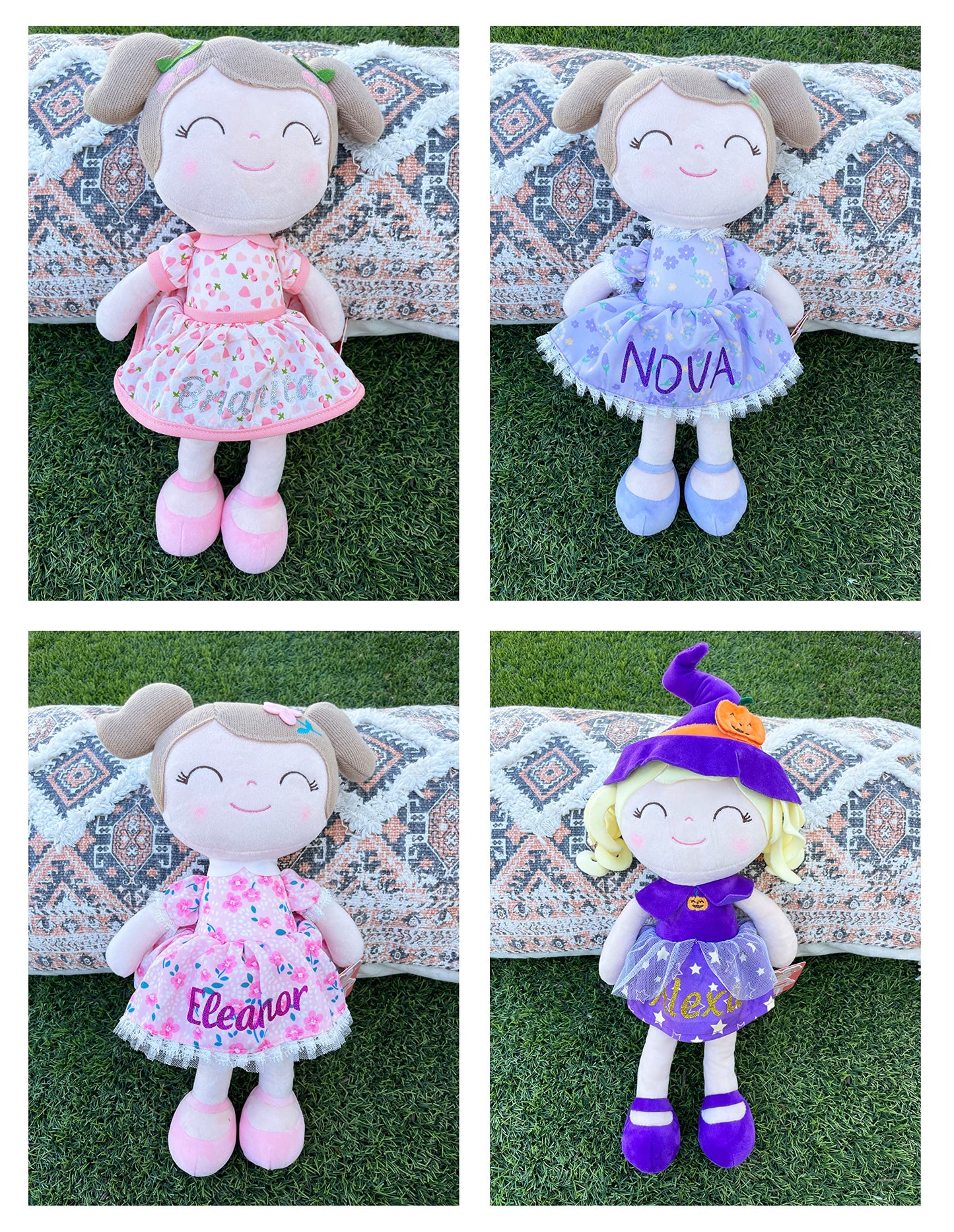 Gloveleya Personalized Curly Doll With Your Name - Cute Custom Orange Soft Plush Doll For Girls Plush Doll Customized Gifts