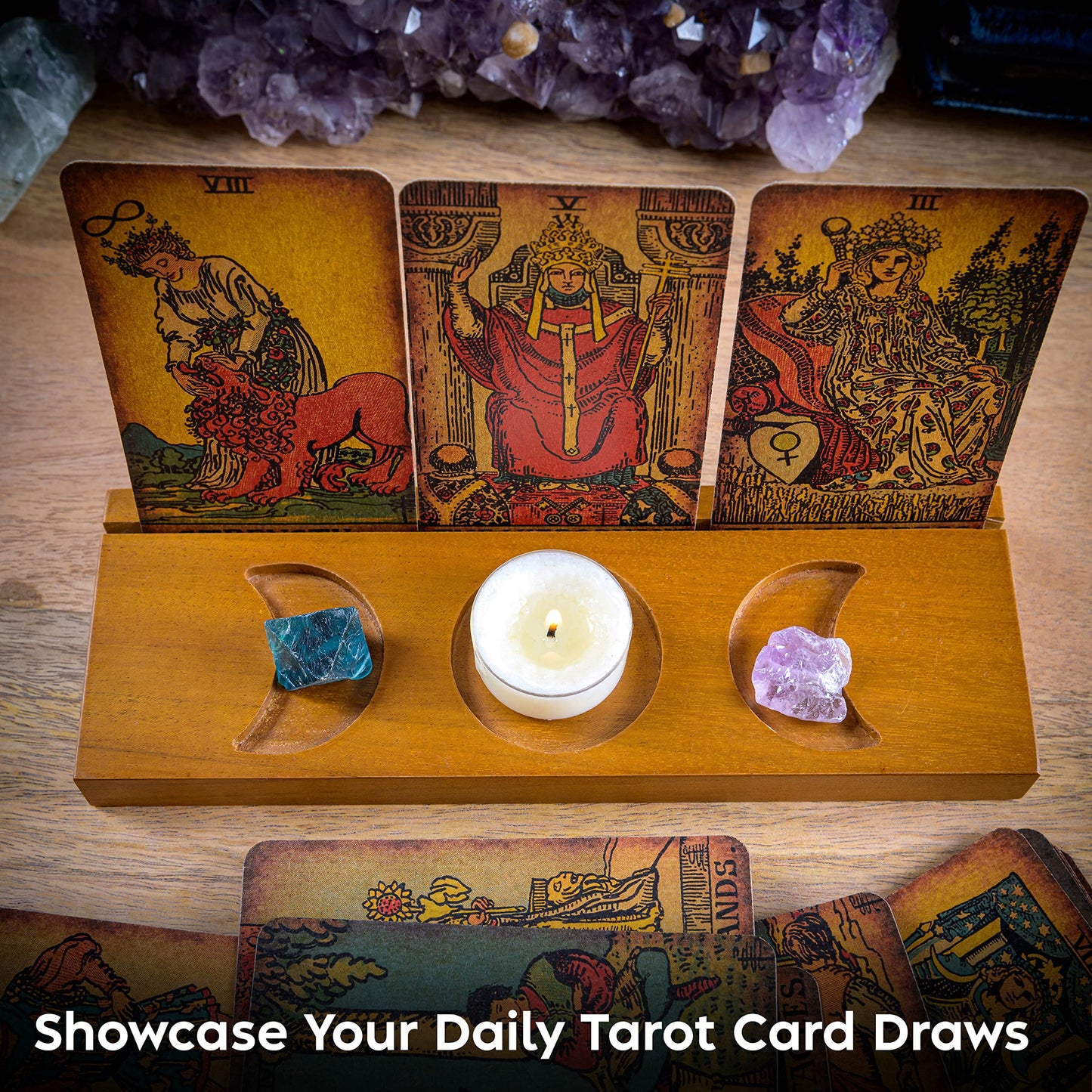 Curawood Tarot Card Holder Stand - Display Your Daily Draw - Tarot Card Stand For Display - Witchy Gifts, Witchcraft Supplies -