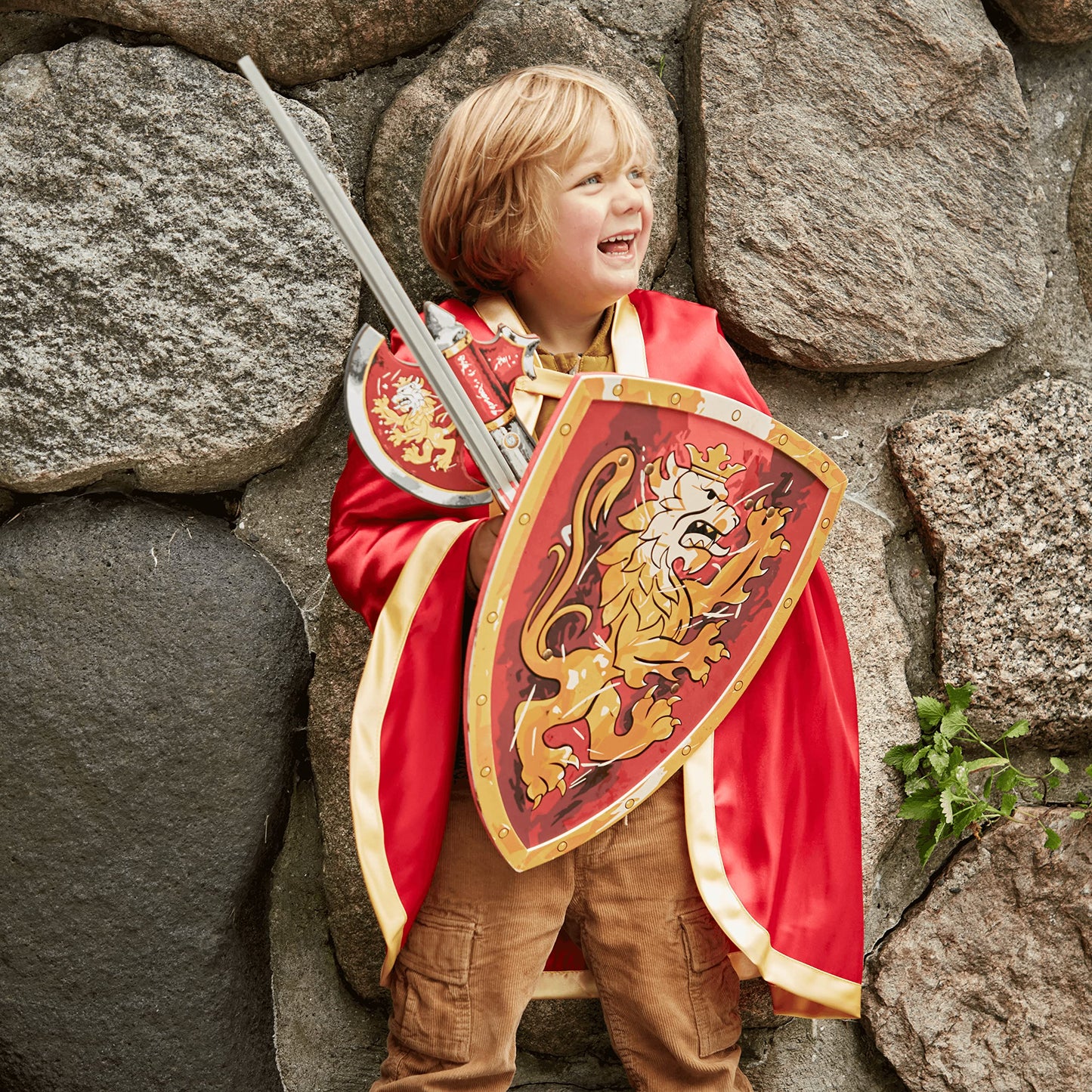 Liontouch Noble Knight decorative replica blade Red | Medieval Pretend Play Foam Toy for Children with Golden Lion Theme | Safe & Battle protective covering for Kids Dress Up & Costumes