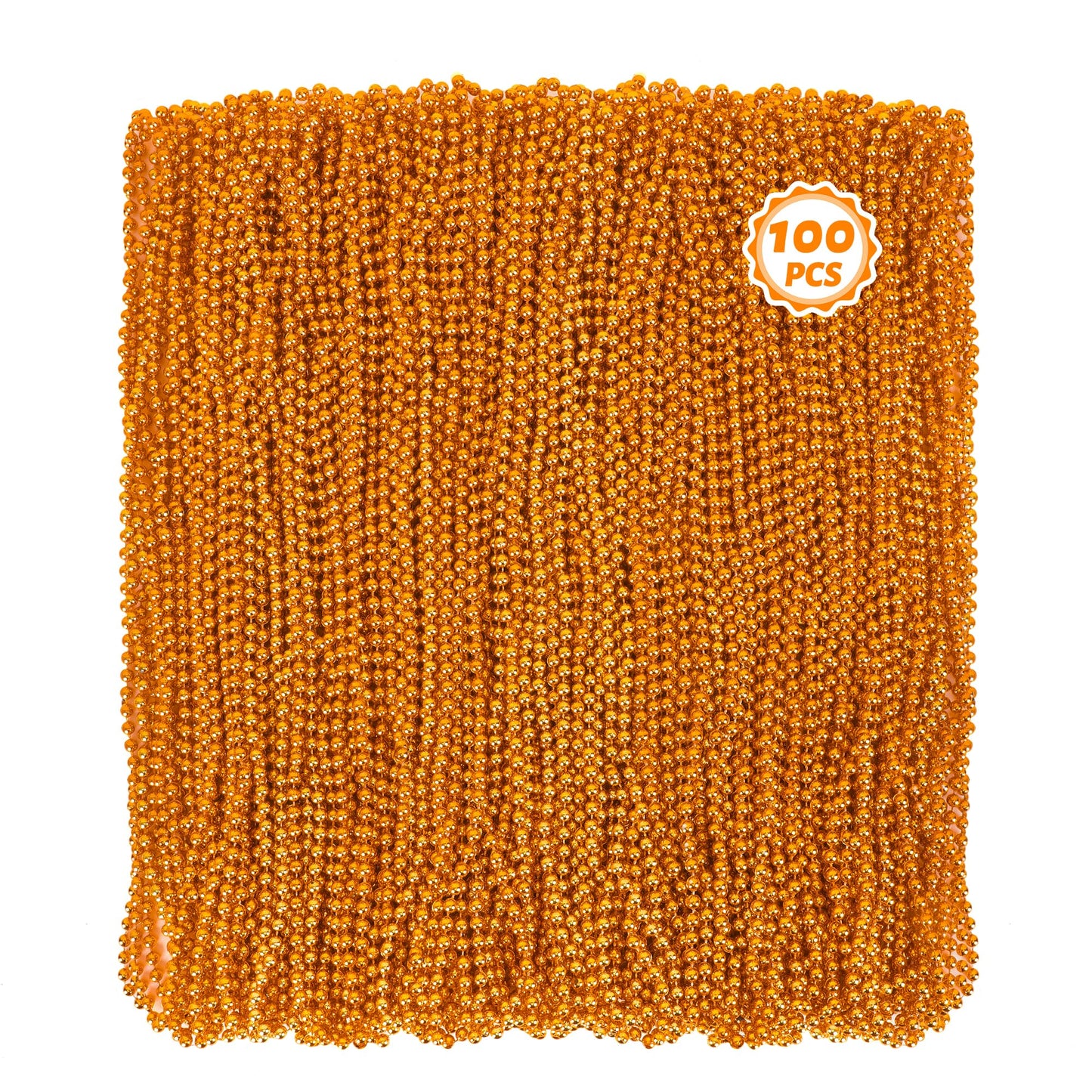 100 Pcs Mardi Gras Beads, 33'' Orange Beads Bulk, Mardi Gras Beads Necklaces Bulk For Parade Throw Accessories Set, Round Beaded