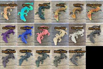 Munnygrubbers - Xl 26' Crystal Dragon Fidget Toy - Heavy Duty - 3D Printed Flexible Articulating Dragon Plastic Collectible Figurine - Surprise Egg Compatible - (Shiny Silver Dragon)