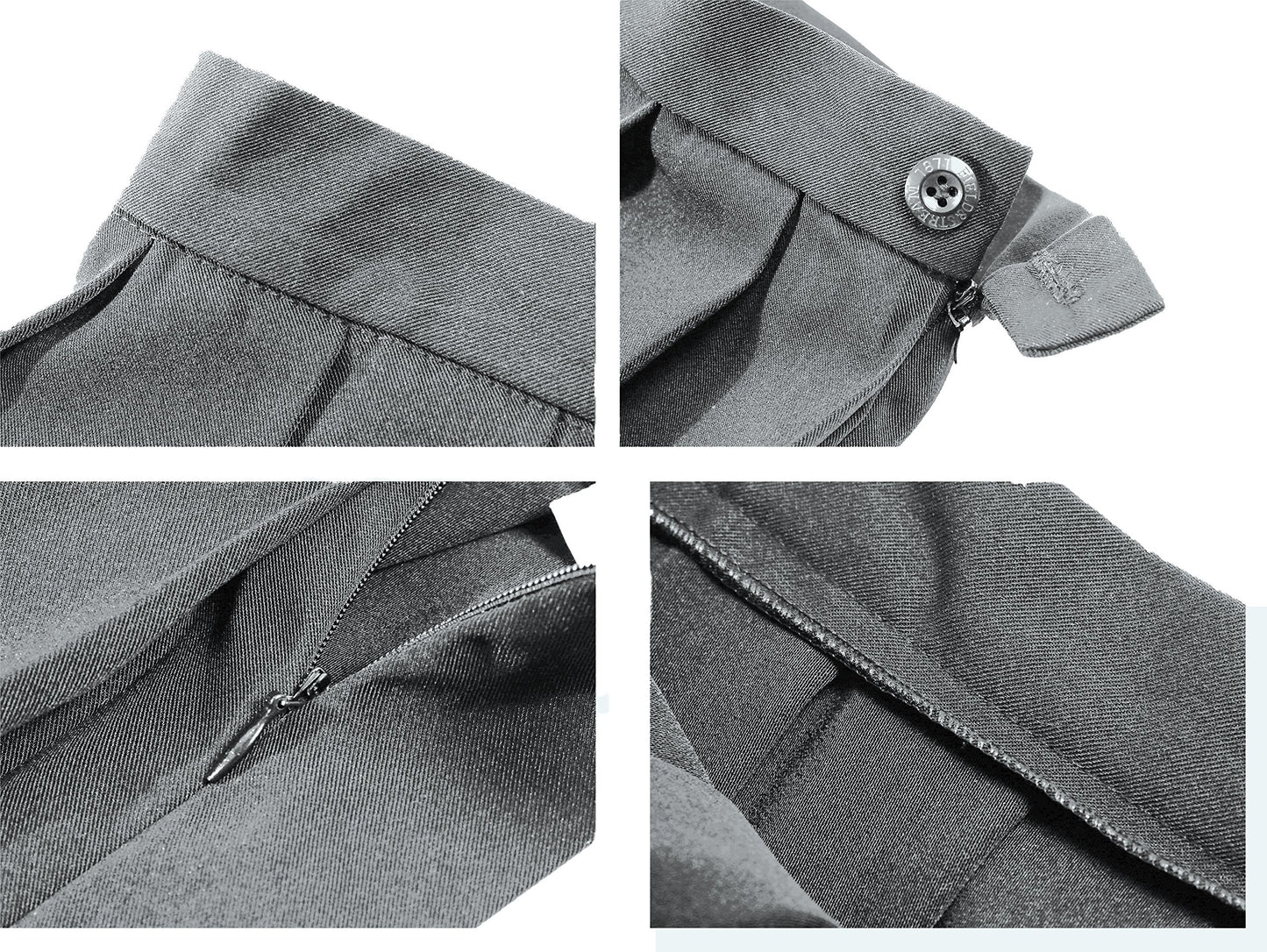 Beautifulfashionlife Women`S School Uniform High Waist A-Line Pleated Skirt With Zip (3Xl,Dark Grey)