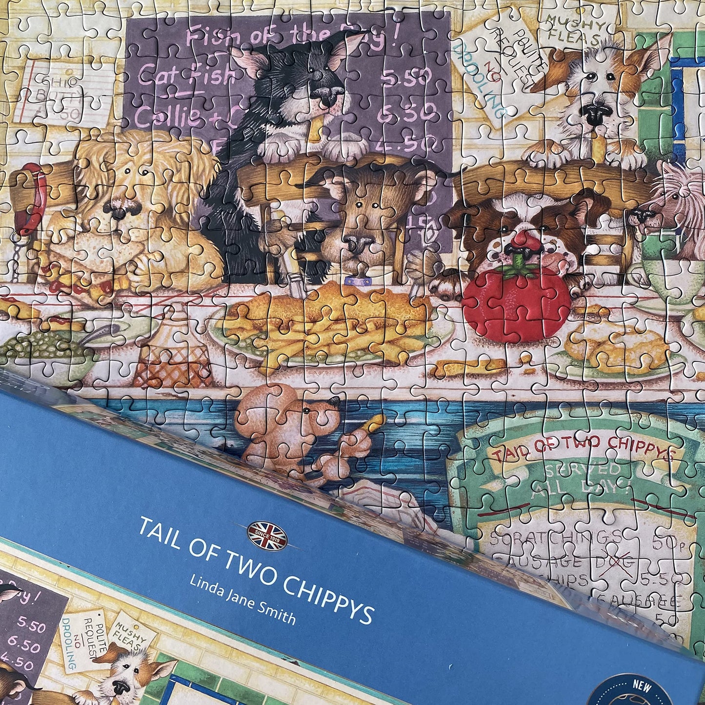 Tail Of Two Chippys 636 Piece Panoramic Jigsaw Puzzle | Dog Jigsaw Puzzle | Linda Jane Smith | Sustainable Puzzle For Adults | Great Gift For Adults | Gibsons Games