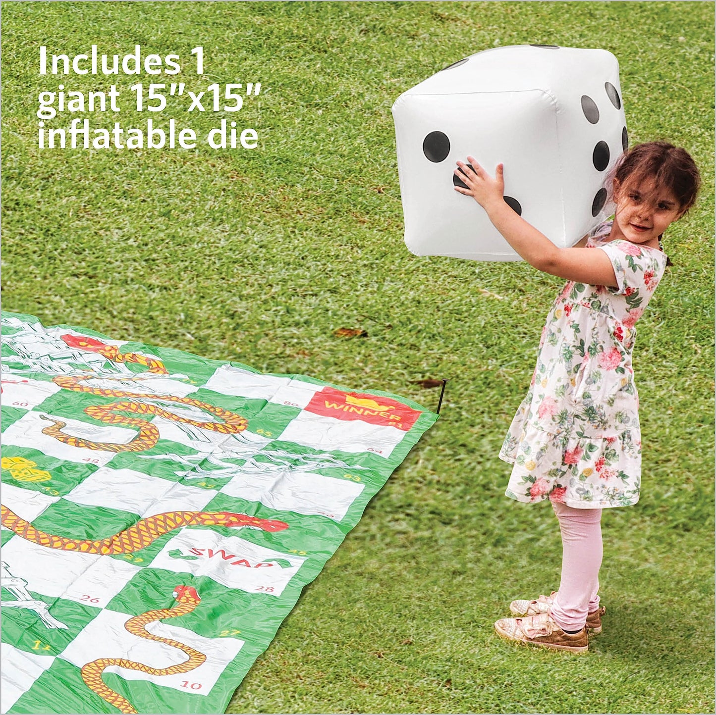Upper Midland Products Giant Snakes & Ladders Game 9.8 X Foot Life Size Playing Mat With 8 Ground Pegs A Large Inflatable 15'' D