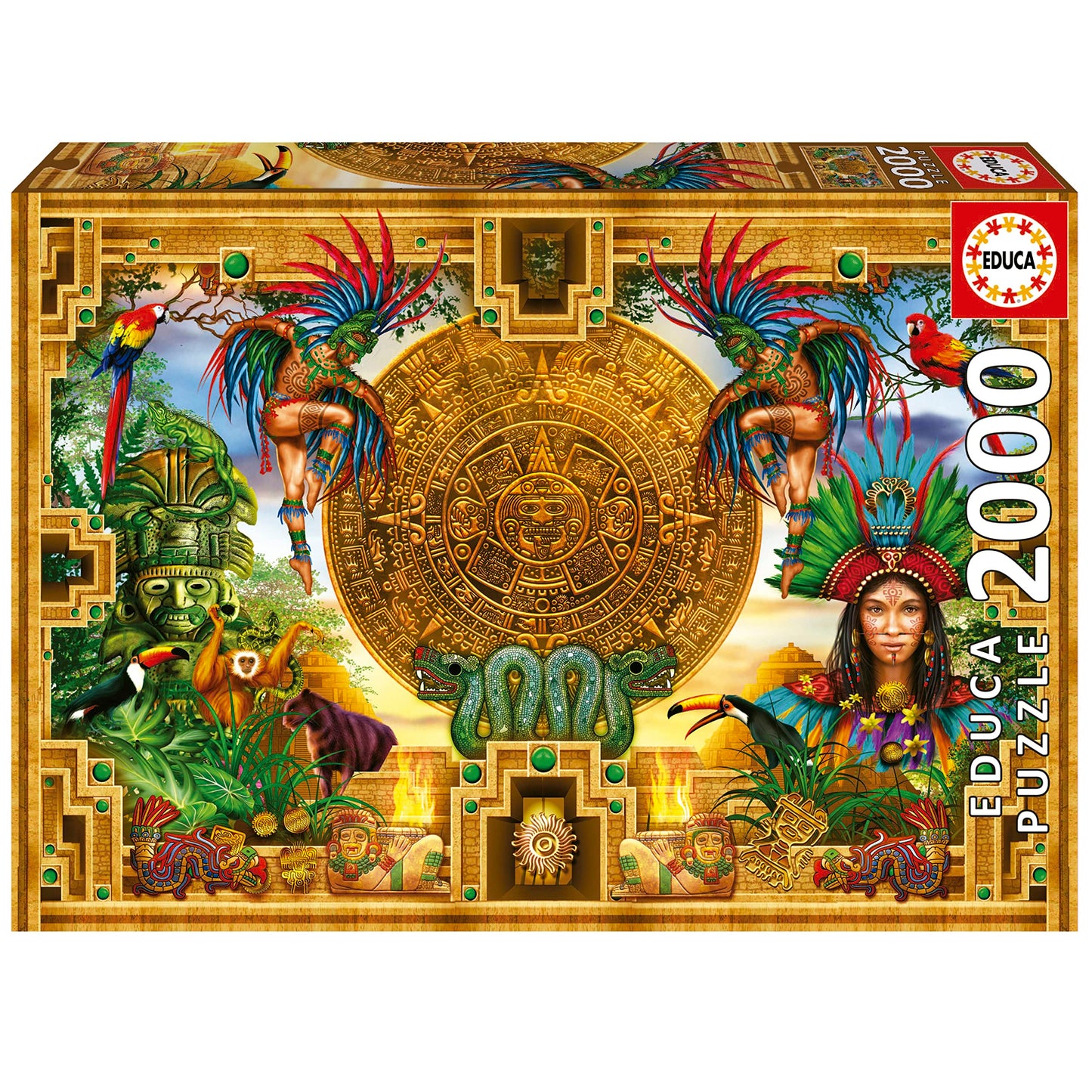 Educa - Aztec Mayan Montage - 2000 Piece Jigsaw Puzzle - Puzzle Glue Included - Completed Image Measures 37.79' X 26.77' - Ages 14+ (19565)
