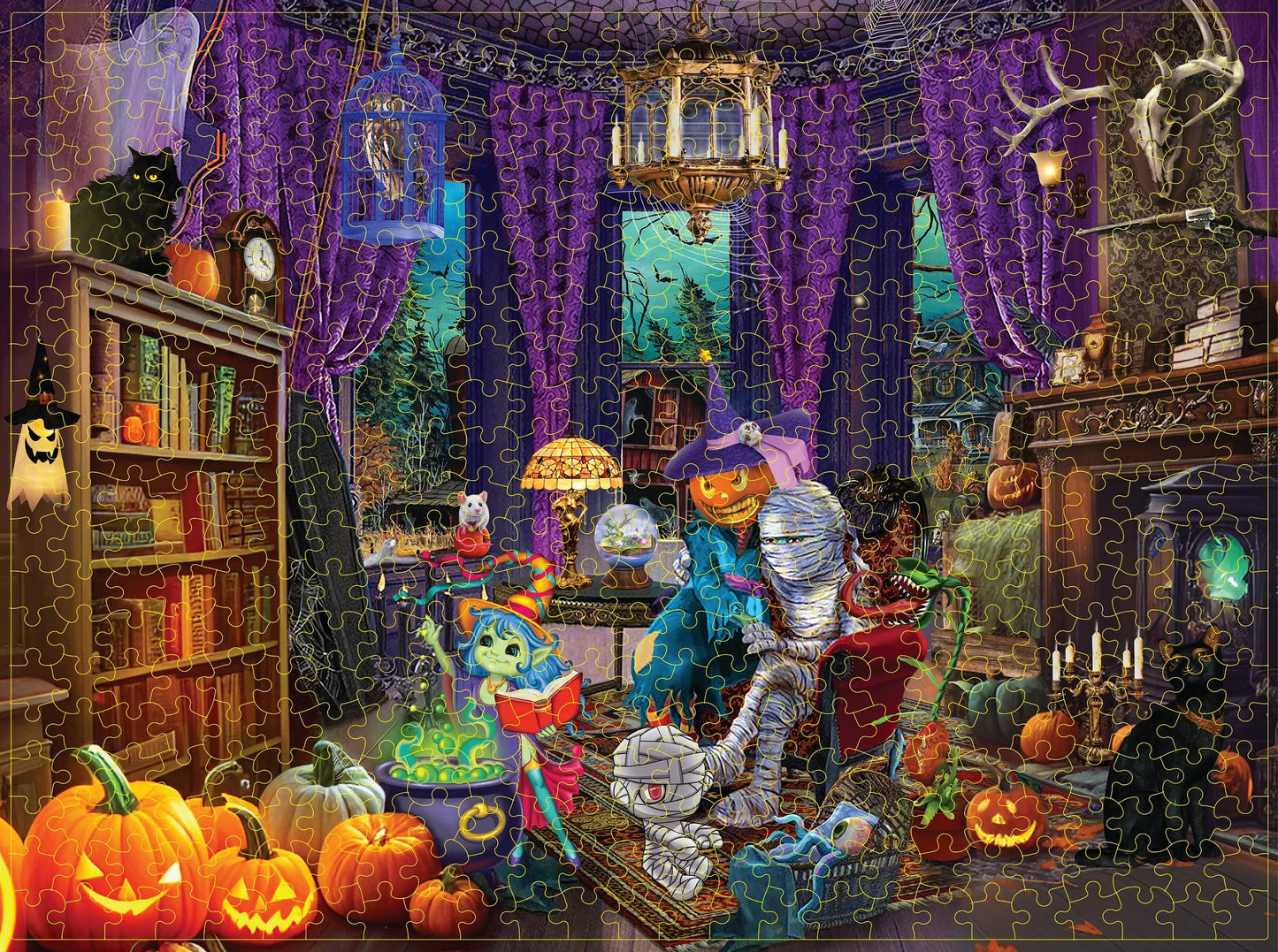 Halloween Fright Night 500 Pieces Jigsaw Puzzles For Adults,27'' X20'' Large Puzzle Halloween Decoration For Family Party Holida