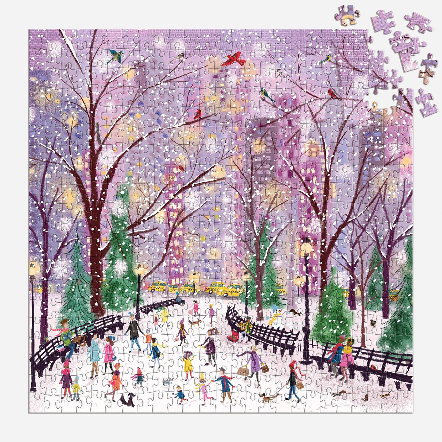 Galison Snowy Night 500 Piece Puzzle From Galison - 20'' X 20'' Winter Themed Puzzle That Is Perfect For The Holidays, Beautiful