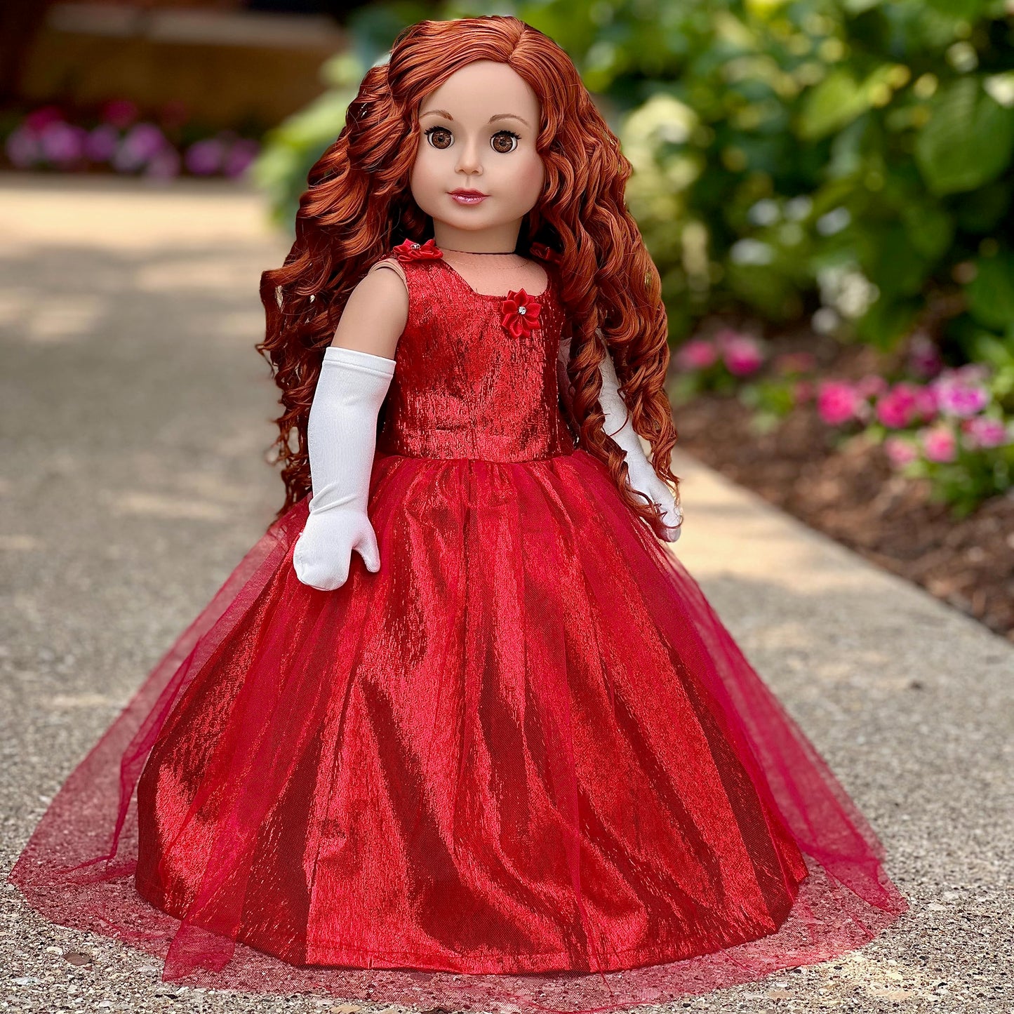 Lady In Red - 3 Piece 18 Inch Doll Outfit - Red Gown, Gloves And Cape - (Doll Not Included)