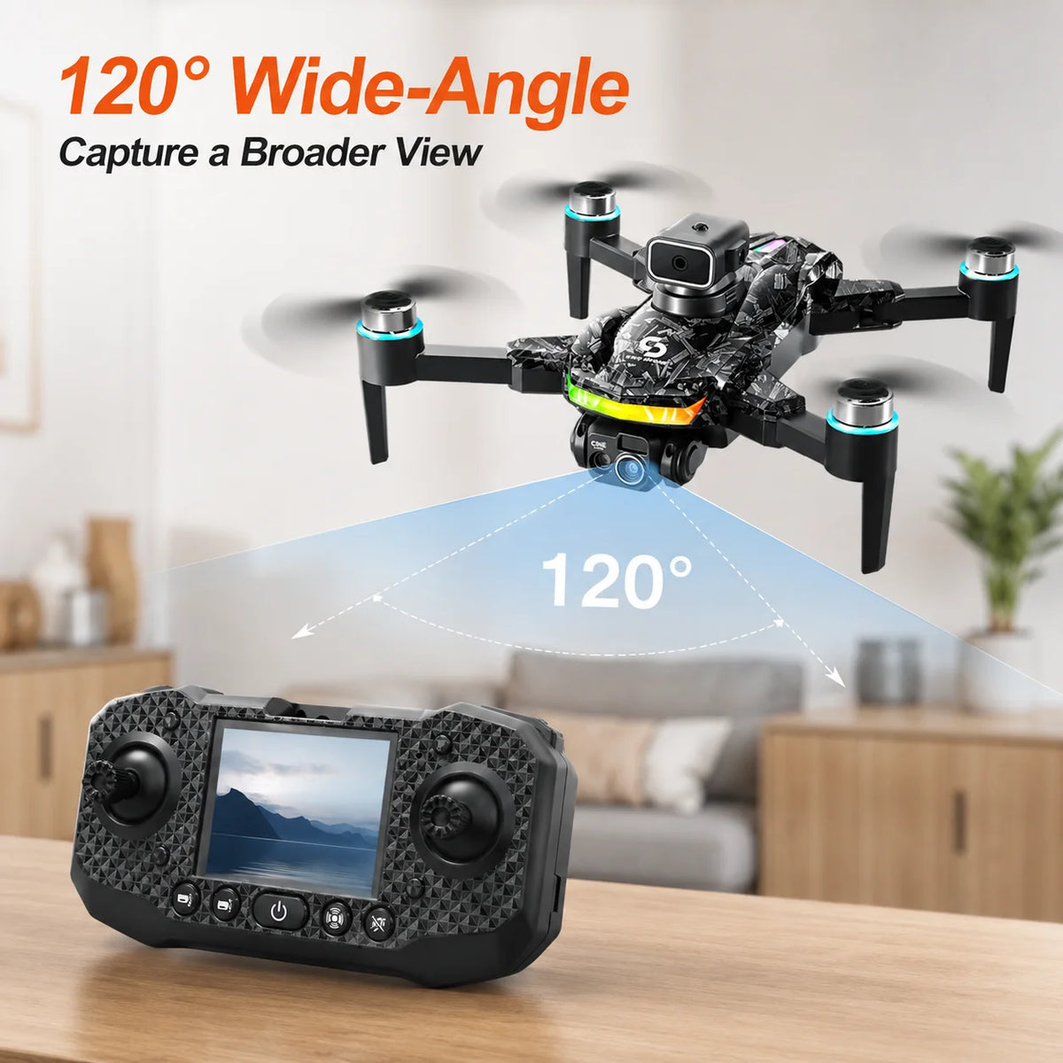 ZNLYRION S160 Foldable Brushless Drone with Screen Remote 360° Obstacle Avoidance EIS Dual Camera Optical Flow Positioning RGB LED Light RC Quadcopter