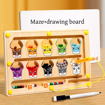 2 in 1 Magnetic Color Sorting Maze & Drawing Board Toddler Montessori Toys Number Matching Learning Counting Preschool Activity