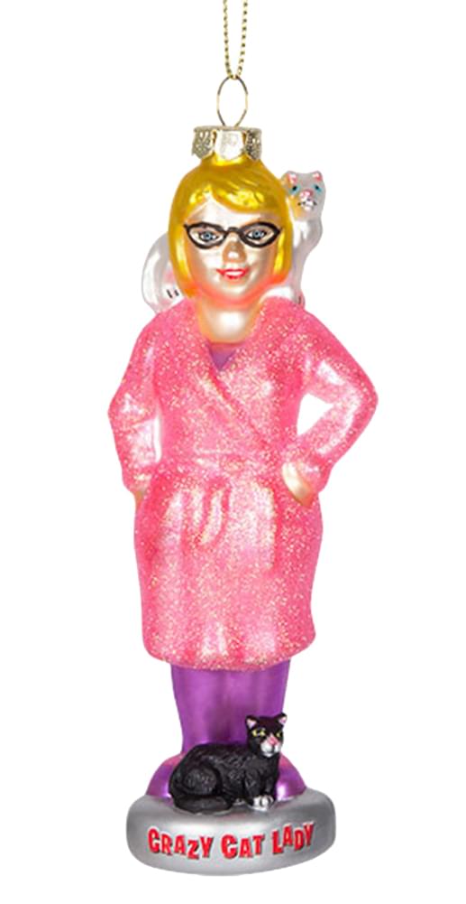 Accoutrements Crazy Cat Lady Ornament - Standard Size, Pink Cotton, Model 12630