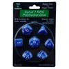 Role 4 Initiative R4I50201-7B Polyhedral Marble Blue With White Number Dice Set Of 7
