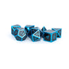 Metallic Dice games LIc019 16 mm Metal Enamel, Board game - Black & Blue - Set of 7