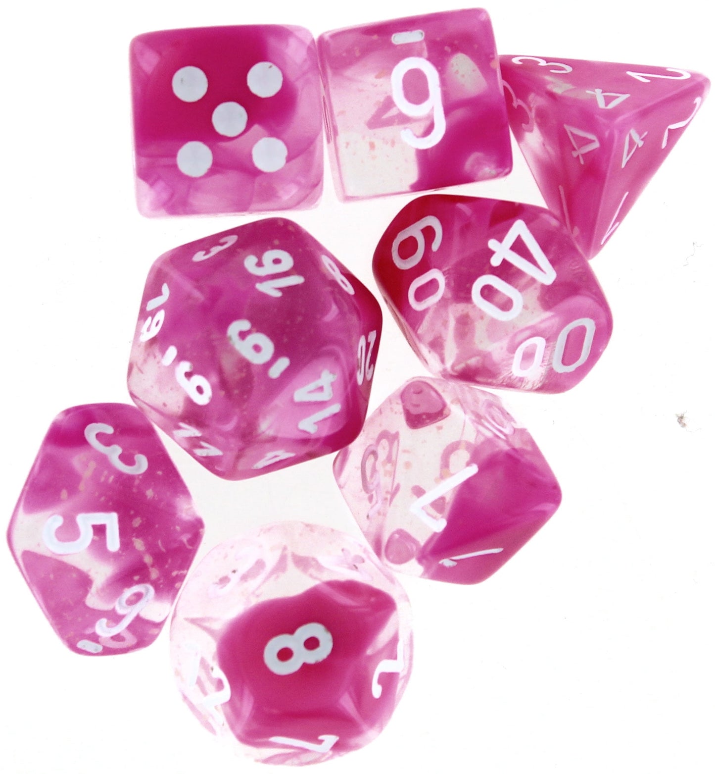chessex cHX30042 cube Lab gemini Dice - Pink & White - Set of 7