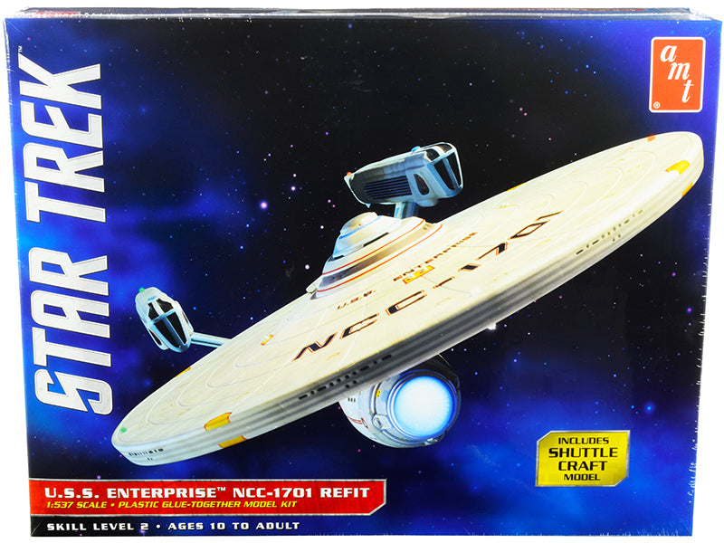 Skill 2 Model Kit U.S.S. Enterprise Ncc-1701 Refit Starship ''Star Trek'' 1/537 Scale Model By Amt