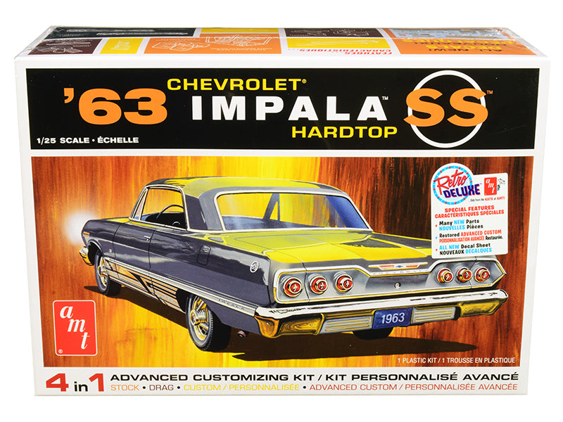 Skill 2 Model Kit 1963 Chevrolet Impala Ss Hardtop 4 In 1 Kit 1/25 Scale Model By Amt