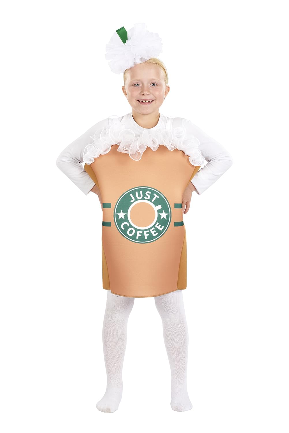 'Just Coffee'' Kids Costume With Tunic & Headpiece | One Size Fits Up To Size 10