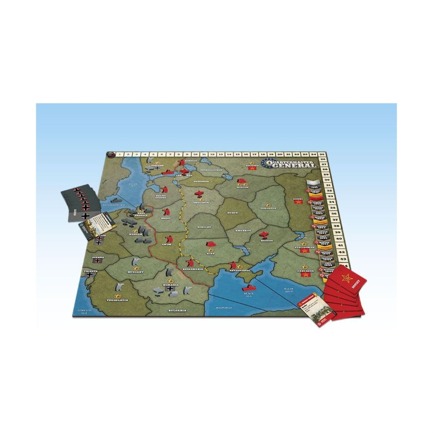 Ares Games Quartermaster General: East Front Board Game - Cardboard, Grey, Model 228135