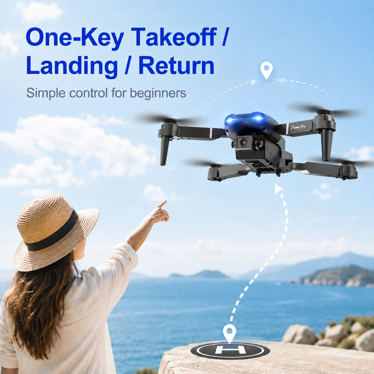 ZNLYRION FPV Drone Dual Camera Optical Flow Hover Foldable RC Quadcopter APP Path Flight Beginner Drone Toy
