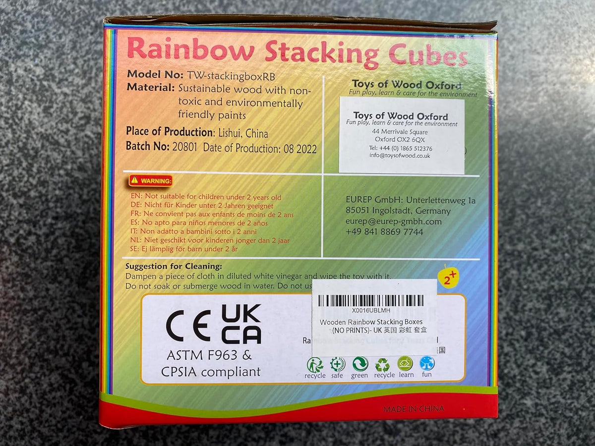 Rainbow Stacking Boxes Montessori Toy for Toddlers Ages 2+