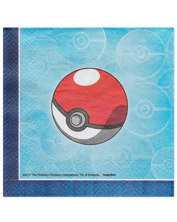Pokemon Luncheon Napkins - 6.5 x 6.5 (Pack of 16) - Bold & Eco-Friendly Design - Perfect for Parties & Events