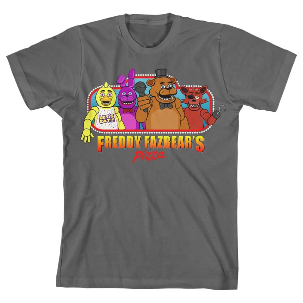 Five Nights At Freddy'S ''Fazbear'S Pizza'' Boy'S Gray T-Shirt: Large
