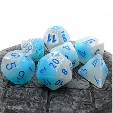 Gemini Polyhedral Dice Set | Set of 7 Dice in a Variety of Sizes Designed for Roleplaying Games | enhanced Quality Dice for Tabletop RPGs | Luminary Turquoise White and Blue Color | Made by Chessex