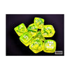 Neon Yellow Translucent Dice With White Numbers 7+1 Dice Set 16Mm (5/8In) Chessex