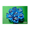 Tropical Blue Translucent Dice With White Numbers 7+1 Dice Set 16Mm (5/8In) Chessex