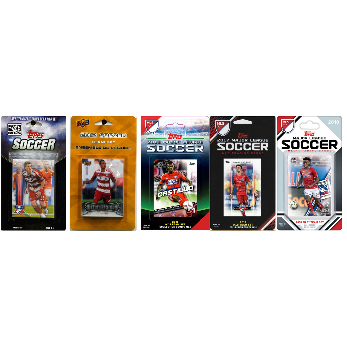 MLS FC Dallas 5 Different Licensed Trading Card Team Sets