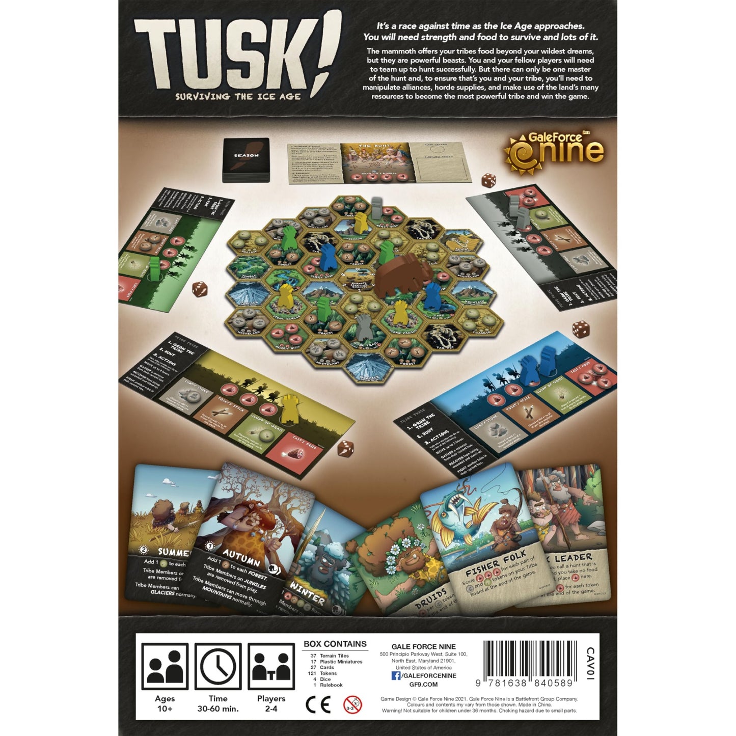 Gale Force 9 Tusk! Surviving The Ice Age - Strategy Board Game, Ages 10+, 30-60 Min, 2-4 Players