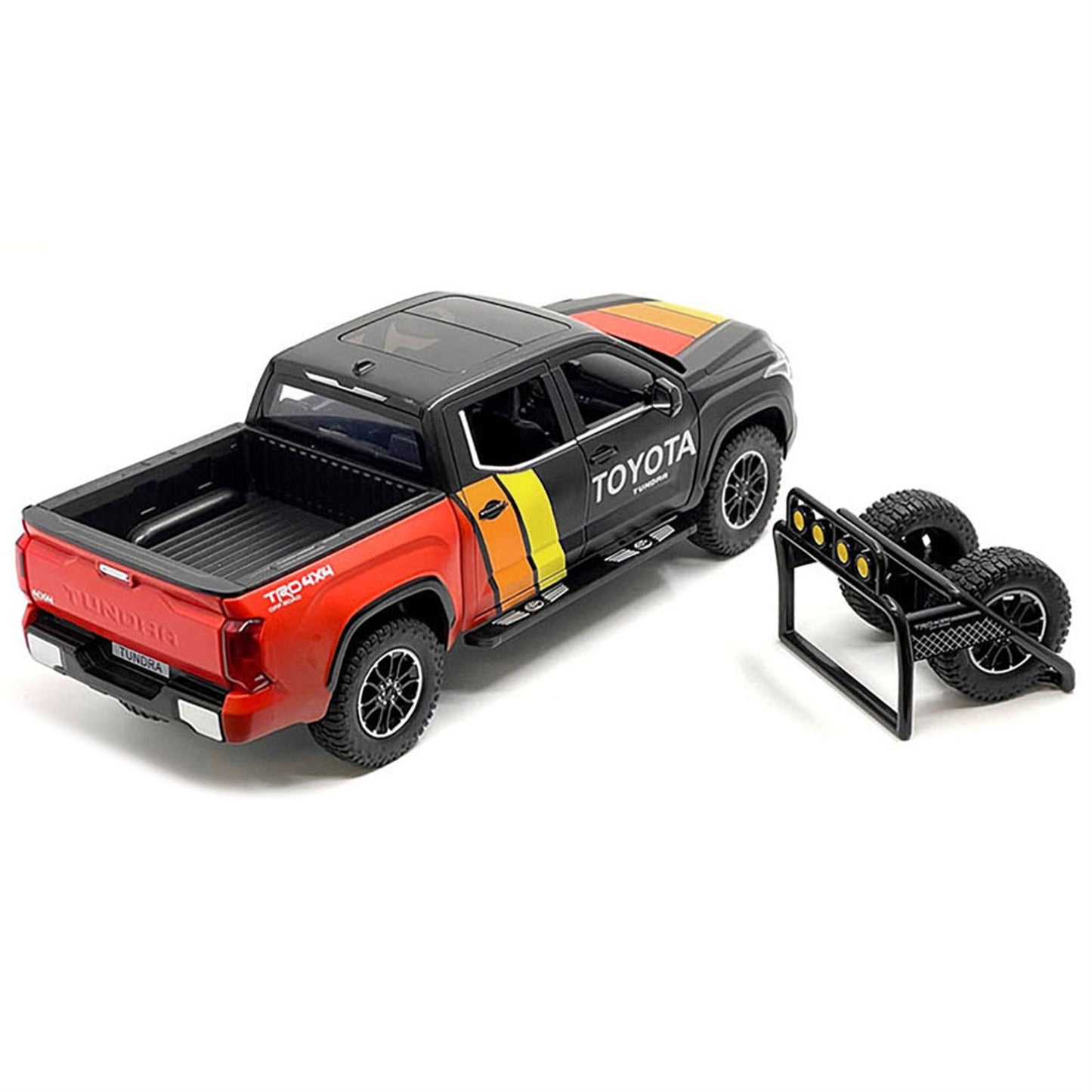 2023 Toyota Tundra Trd 4X4 Pickup Truck Black And Red With Stripes With Sunroof And Wheel Rack Limited Edition To 2400 Pieces Wo