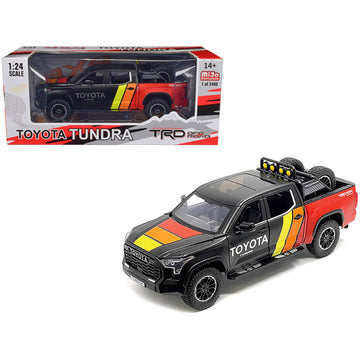 2023 Toyota Tundra Trd 4X4 Pickup Truck Black And Red With Stripes With Sunroof And Wheel Rack Limited Edition To 2400 Pieces Wo