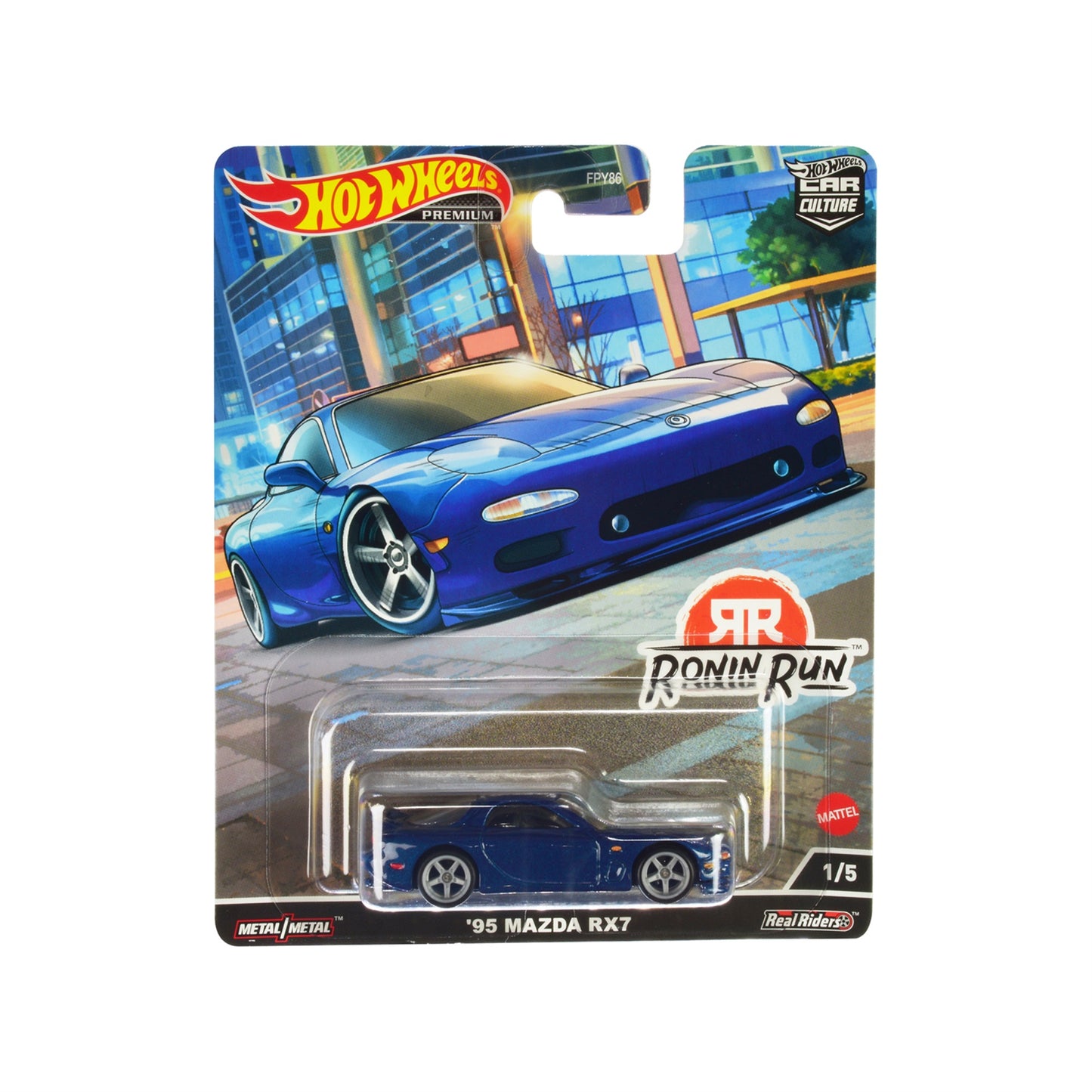 1995 Mazda Rx7 Blue Metallic ''Ronin Run'' Series Diecast Model Car By Hot Wheels
