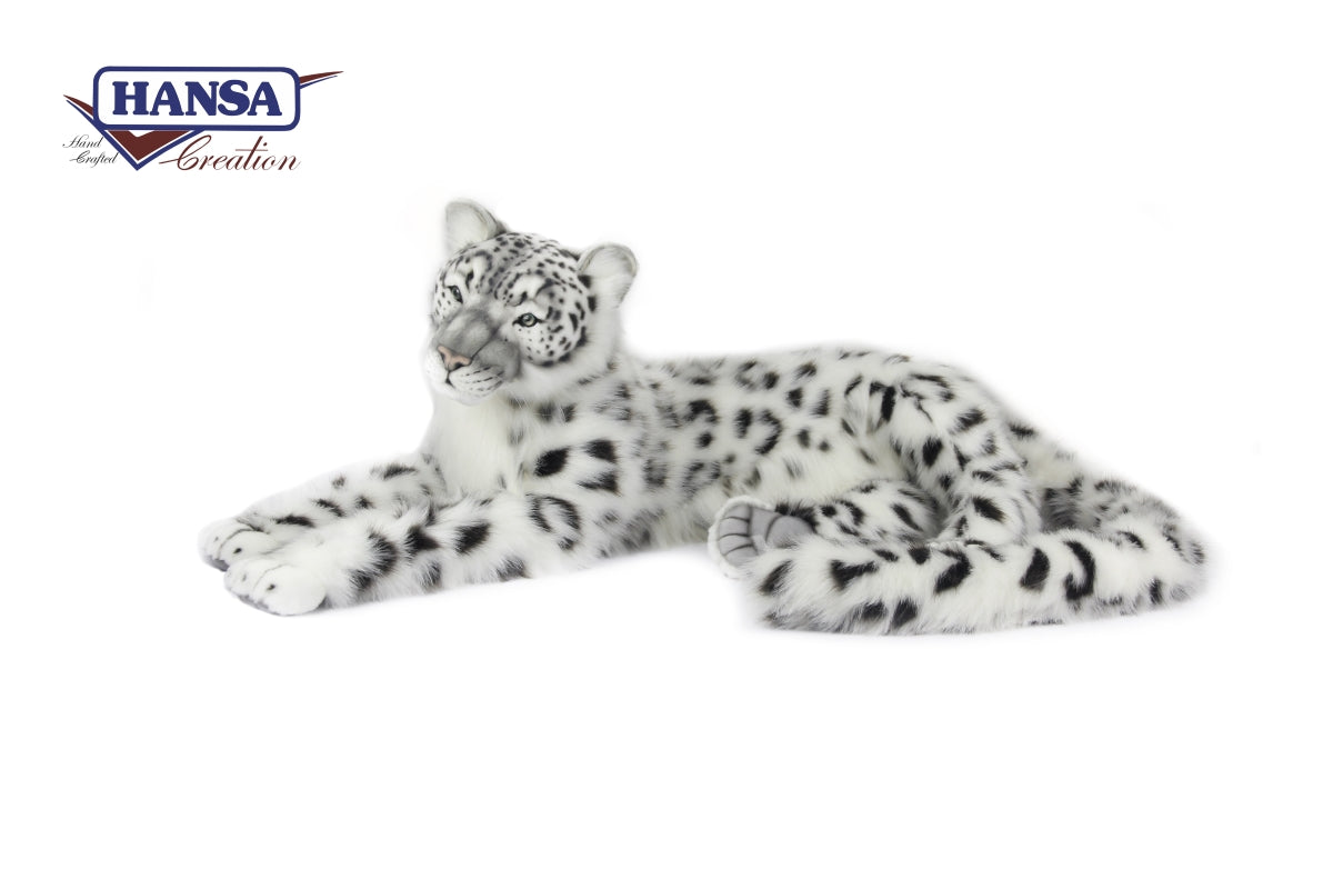 Hansa 6999 Snow Leopard Laying Plush Toy - 26 In