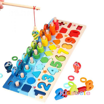 Montessori Math Toys for Toddlers – Wooden Counting & Fishing Game