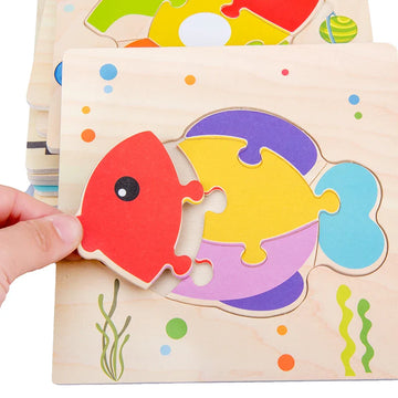 Baby Wooden 3D Tangram Puzzle – Educational Cartoon Animal Toy