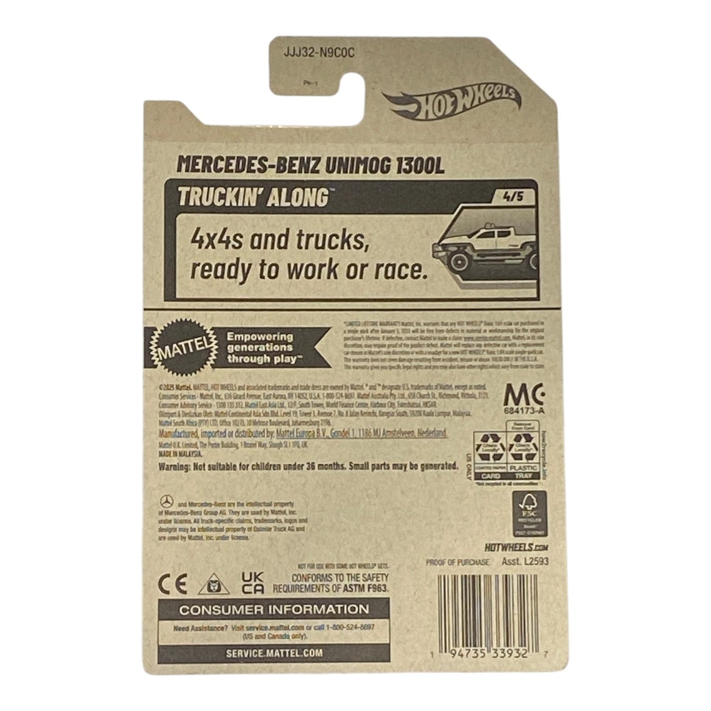 Hot Wheels Mercedes-Benz Unimg 1300L - Truckin' Along Series 4/5