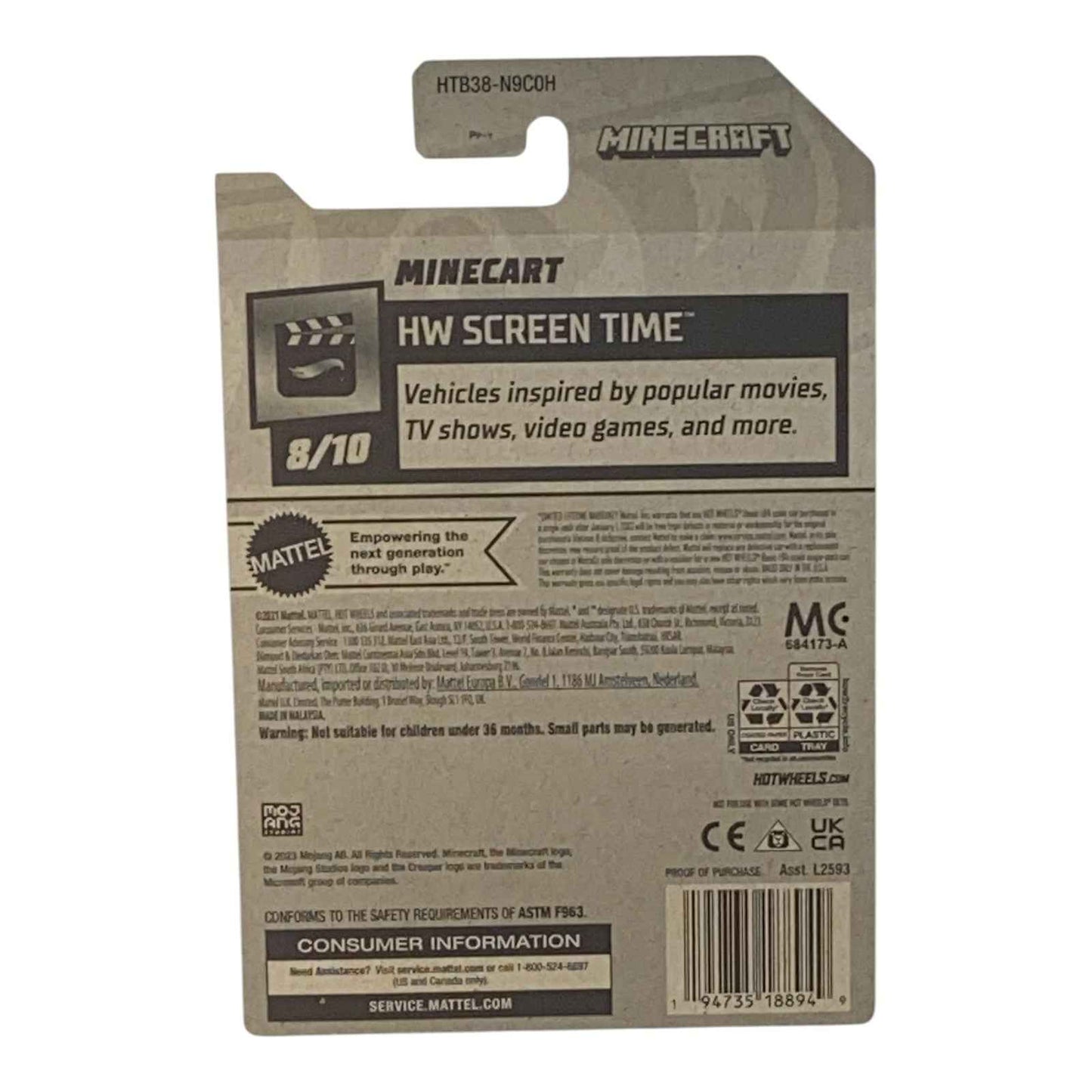 Hot Wheels Minecart 15 Year Anniversary - HW Screentime Series 8/10
