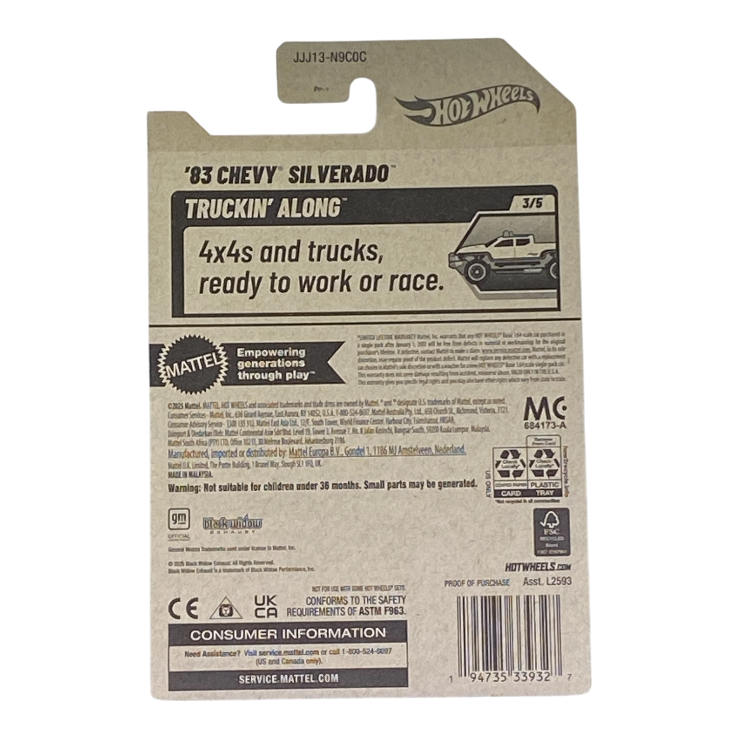 Hot Wheels '83 Chevy Silverado "Black Widow" - Truckin' Along Series 3/5