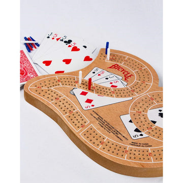 Bicycle Large 29 Wood Cribbage Board , Brown