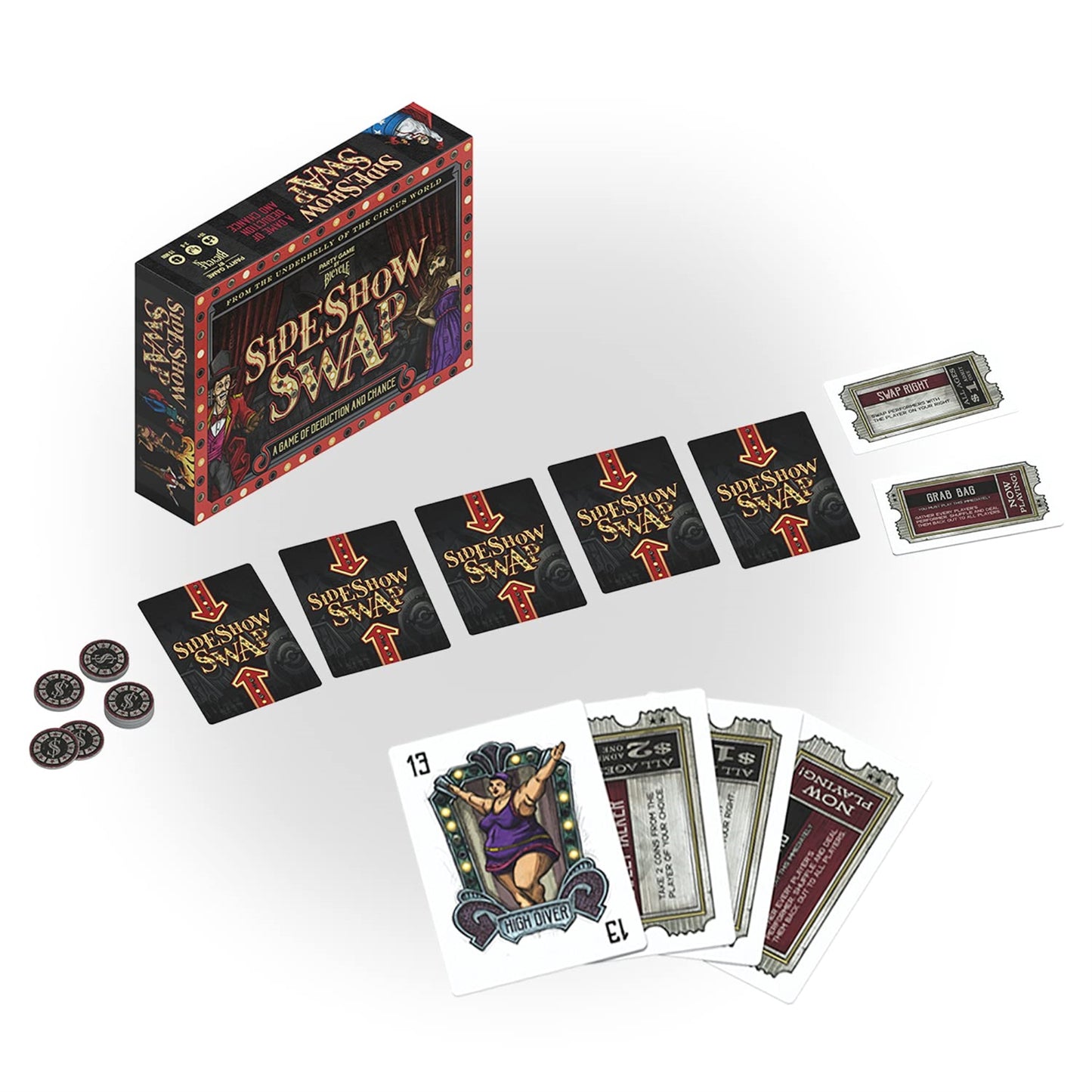Bicycle Sideshow Swap - A Game Of Deduction - Card Game - 2-8 Players - Ages 8+ , Black