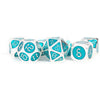 Fanroll By Metallic Dice Games 16Mm Metal Polyhedral Dnd Dice Set: Silver W/Teal Enamel, Role Playing Game Dice For Dungeons And